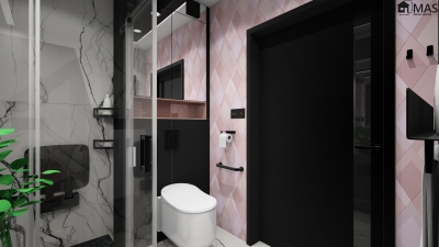 Łazienka z różowym akcentem
